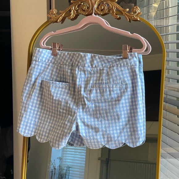 Crown Ivy Shelby Pastel Blue Gingham Scalloped Women Shorts - Picture 4 of 5